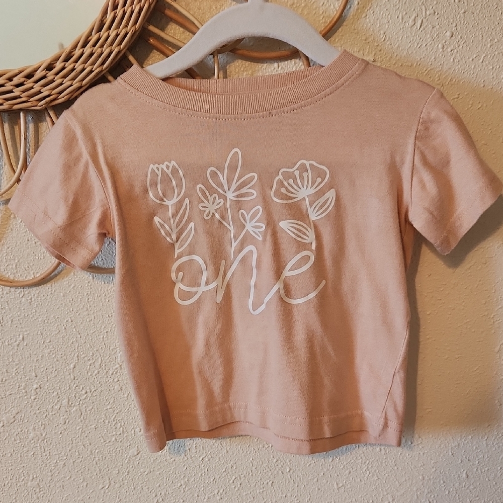Peach Floral Graphic Tee for Kids